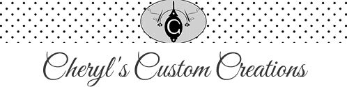 Cheryl's Custom Creations logo with polka dots.